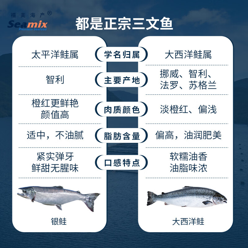 禧美海产冷冻大西洋三文鱼排400g/袋 2块装 原切段 大西洋鲑 烧烤食材