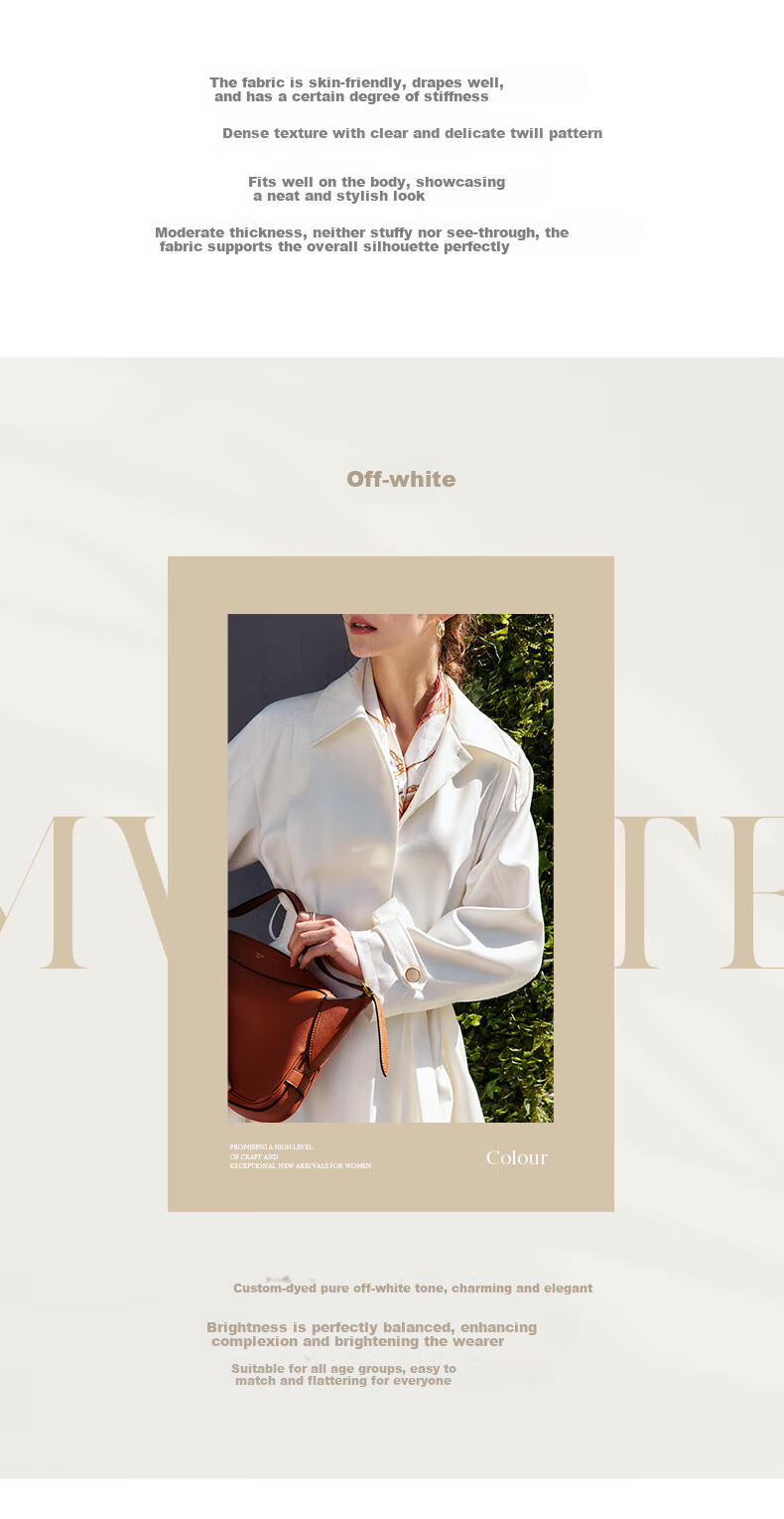 Olrain French Style Premium Trench Coat Women's Autumn Lightweight Mid-Length Coat Off-White (Second Batch) M 4