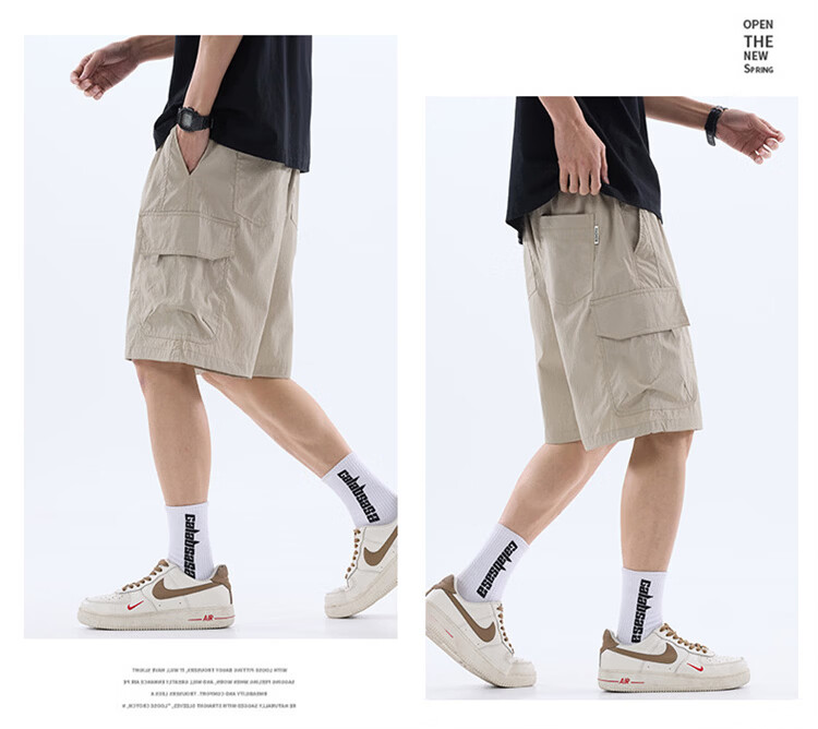 JEEP SPIRIT Men's Ice Silk Quick-Dry Shorts Summer Thin Loose Casual Sports Versatile Five-Point Pants Dark Gray M 6