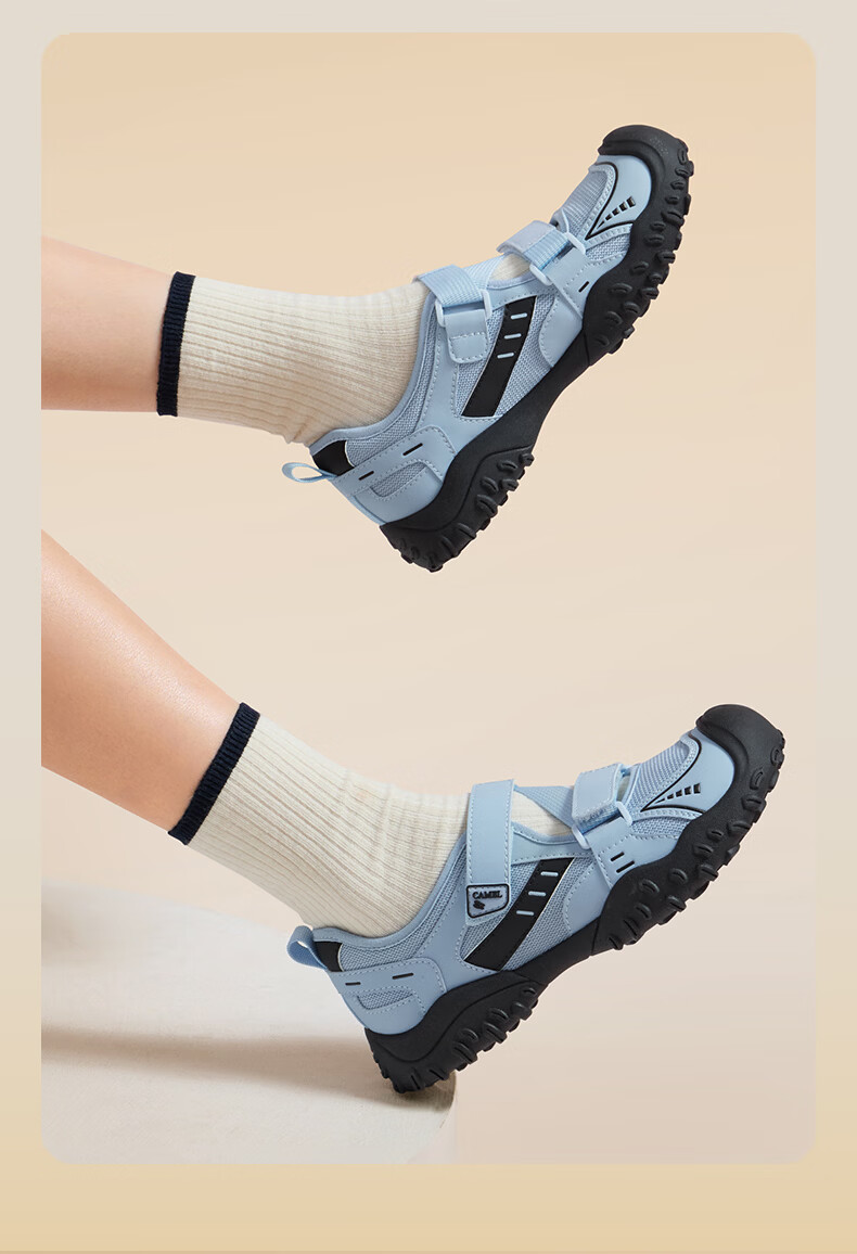 CAMEL Cute Ugly Style Women's Breathable Outdoor Casual Shoes Magic Tape Sports Sandals L26M577012 Beige/Black 38 10