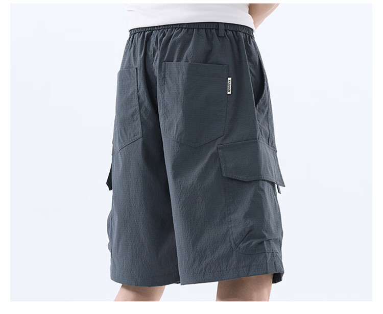 JEEP SPIRIT Men's Ice Silk Quick-Dry Shorts Summer Thin Loose Casual Sports Versatile Five-Point Pants Dark Gray M 7