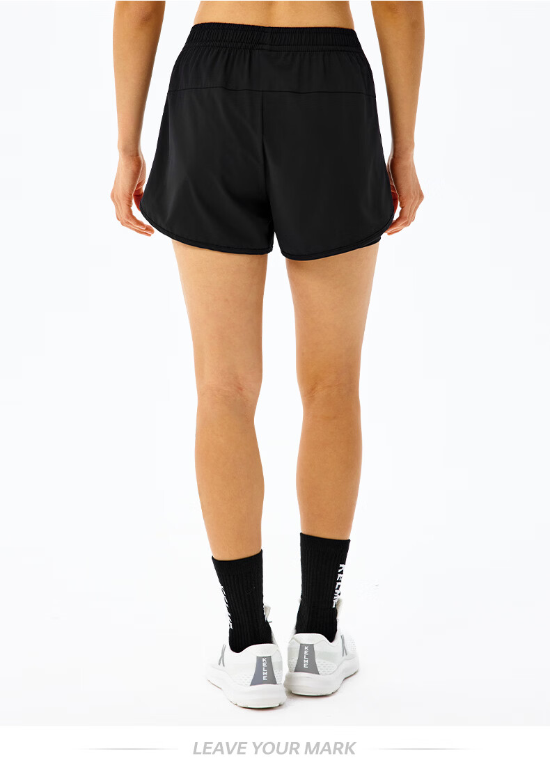 KELME Women's Quick-Dry Running Training Anti-Exposure Fake Two-Piece Sports Shorts Agate Black L 14