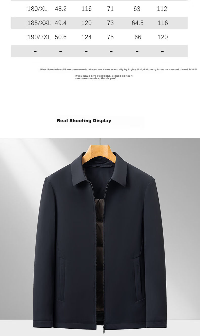 ROMON High-End Executive Men's Autumn Winter Lightweight Business Three-Protection Wool Down Jacket Thickened Warm Coat 12