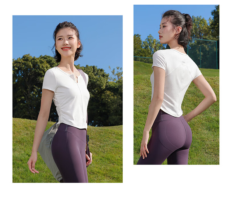 CAMEL Women's Ice Cooling Sports T-Shirt Quick-Dry Breathable Casual Short Sleeve Top Y26BAVLZ013 Morning Glory Blue S 13