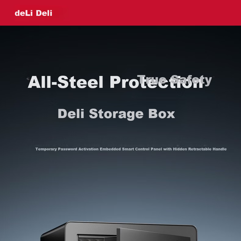 Deli Home Safe Box, 45cm Fingerprint Unlock, All-Steel Anti-Theft Portable Safe, Can Be Used As Bedside Table, AE670-Z Black 1