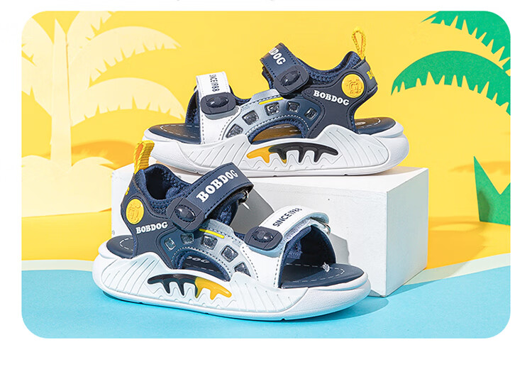 BOBDOG Kids Sandals Summer Boys Versatile Beach Shoes Children's Footwear 105542079 Navy Blue/White Size 27 8