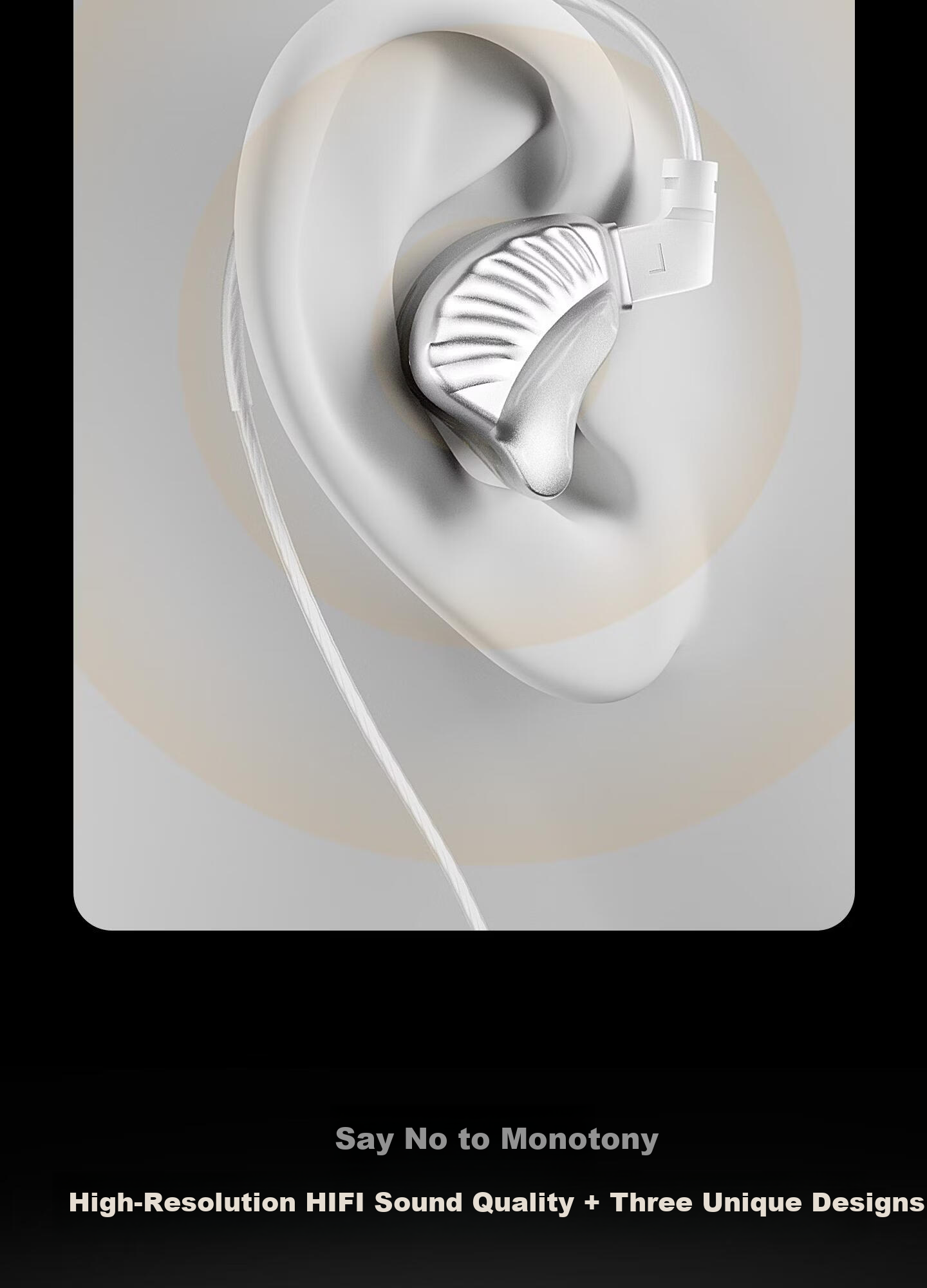 HP Sanshengbei Wired HiFi Earphones Ear-hook In-ear Noise Cancelling Microphone Live Streaming Gaming Music 3.5MM Silver Frost 14