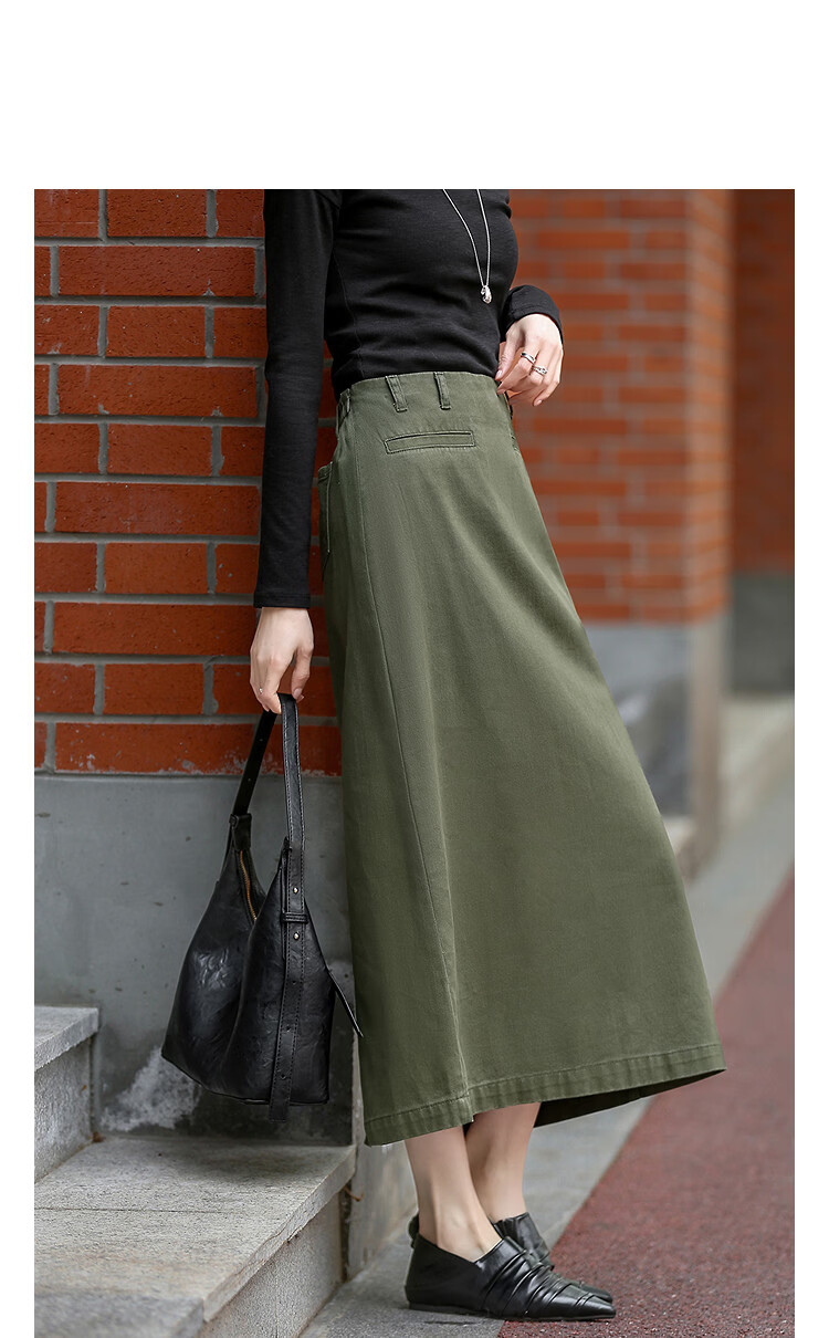 Demana [Cloud Soft 100 Cotton] Spring Simple Style One-Pocket Textured Petite Women's Skirt 9