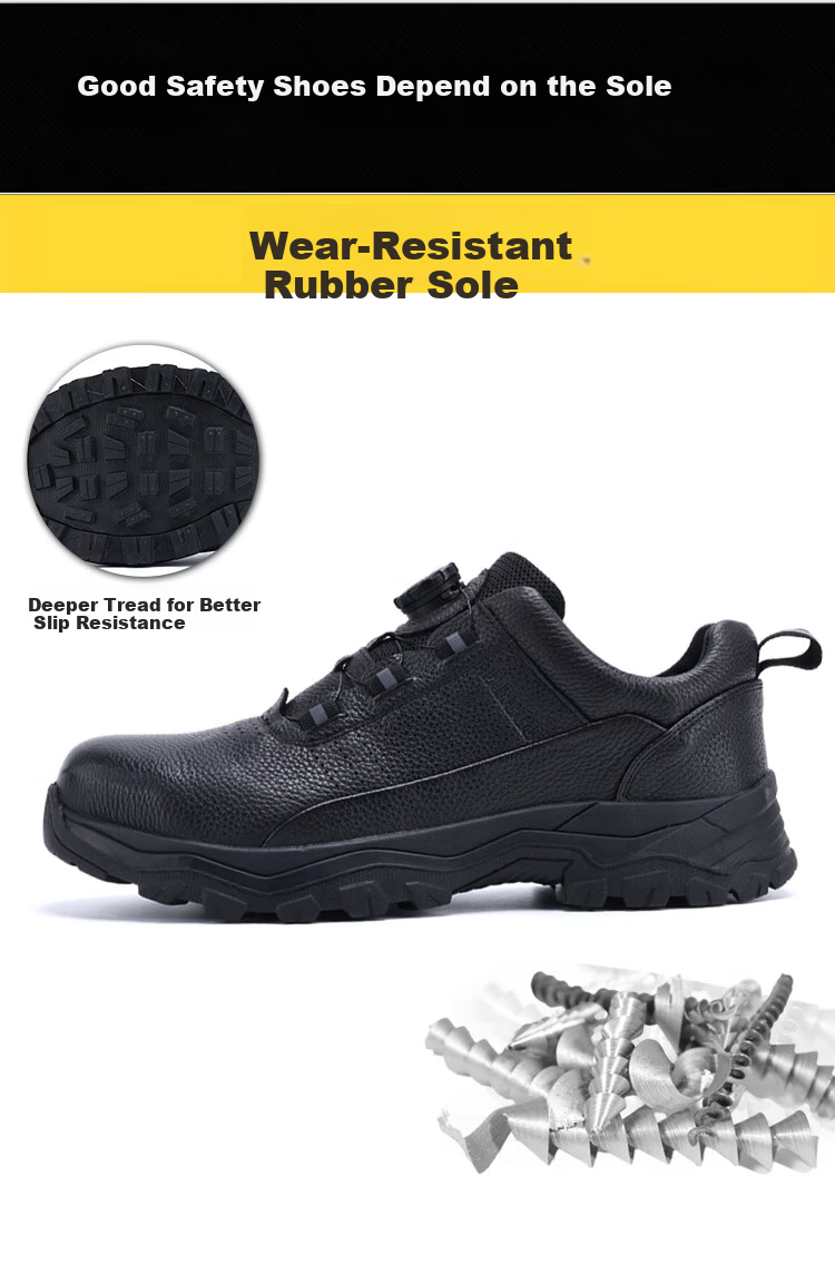 Dinggu Men's Safety Work Shoes Steel Toe Anti-Smash Anti-Puncture Cowhide Construction Shoes Durable Odor-Resistant JD1700heiK43 2