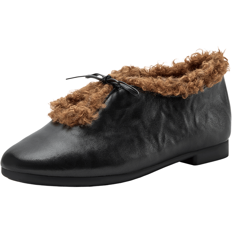Bata Mary Jane Women's 2025 Autumn Sheepskin Commuter Soft Sole Retro Flats AZN25DA5 Black Suede Size 36