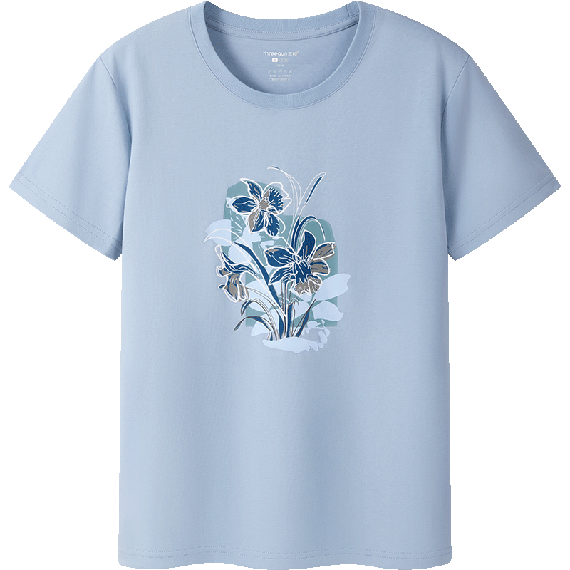 Threegun Women's Short Sleeve T-Shirt [Stretch Breathable Cotton] 2026 New Ribbed Crew Neck Casual Top