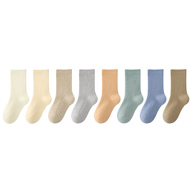 Mianzhu Wool Children's Socks Spring Summer Boys Girls Non-Slip Solid Color Thick Mid-Calf Socks 4 Pairs