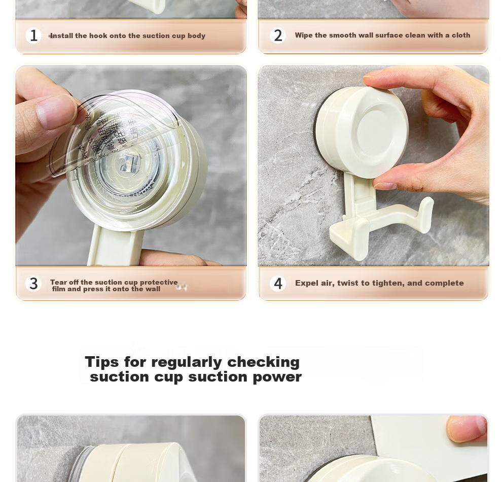 Jiabaili Suction Cup Kitchen Hook No Drilling Strong Load-Bearing Seamless Vacuum Double Hook for Door Bathroom Adhesive Hook Rack 23