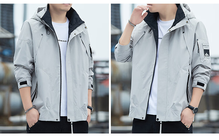 TUCANO Men's Outdoor Mountaineering Windproof Waterproof Casual Jacket Fashion Hooded Coat Black 3XL 19