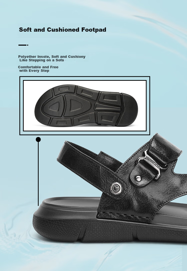Goldlion Men's Summer Comfortable Lightweight Casual Sandals Two-in-One Beach Shoes G596520043AAF Black Size 43 6
