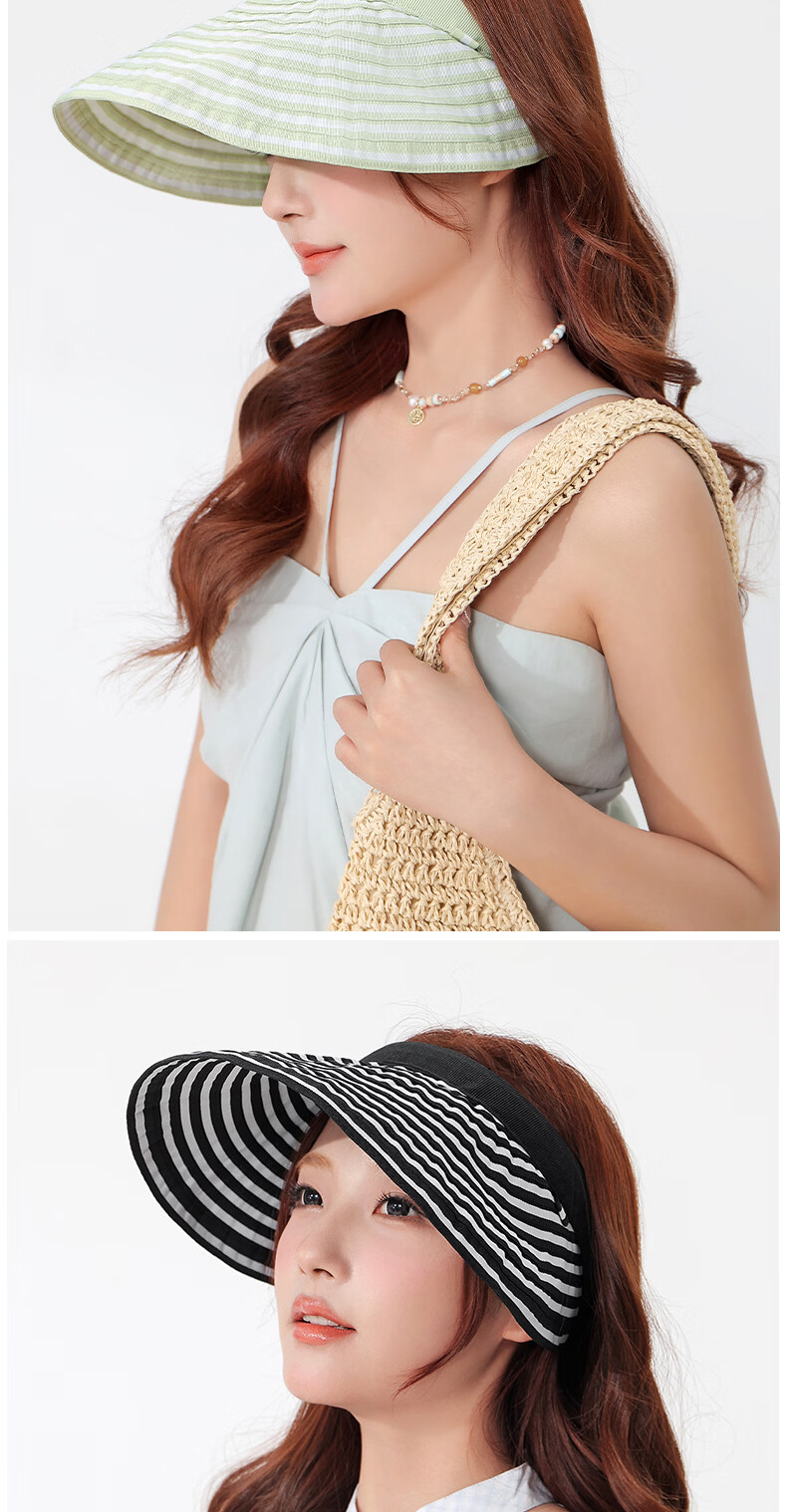 Romon Women's Sunscreen Hat UV Protection Foldable Sunshade Hat Wide Brim Open Top Headband Style Sun Hat 9