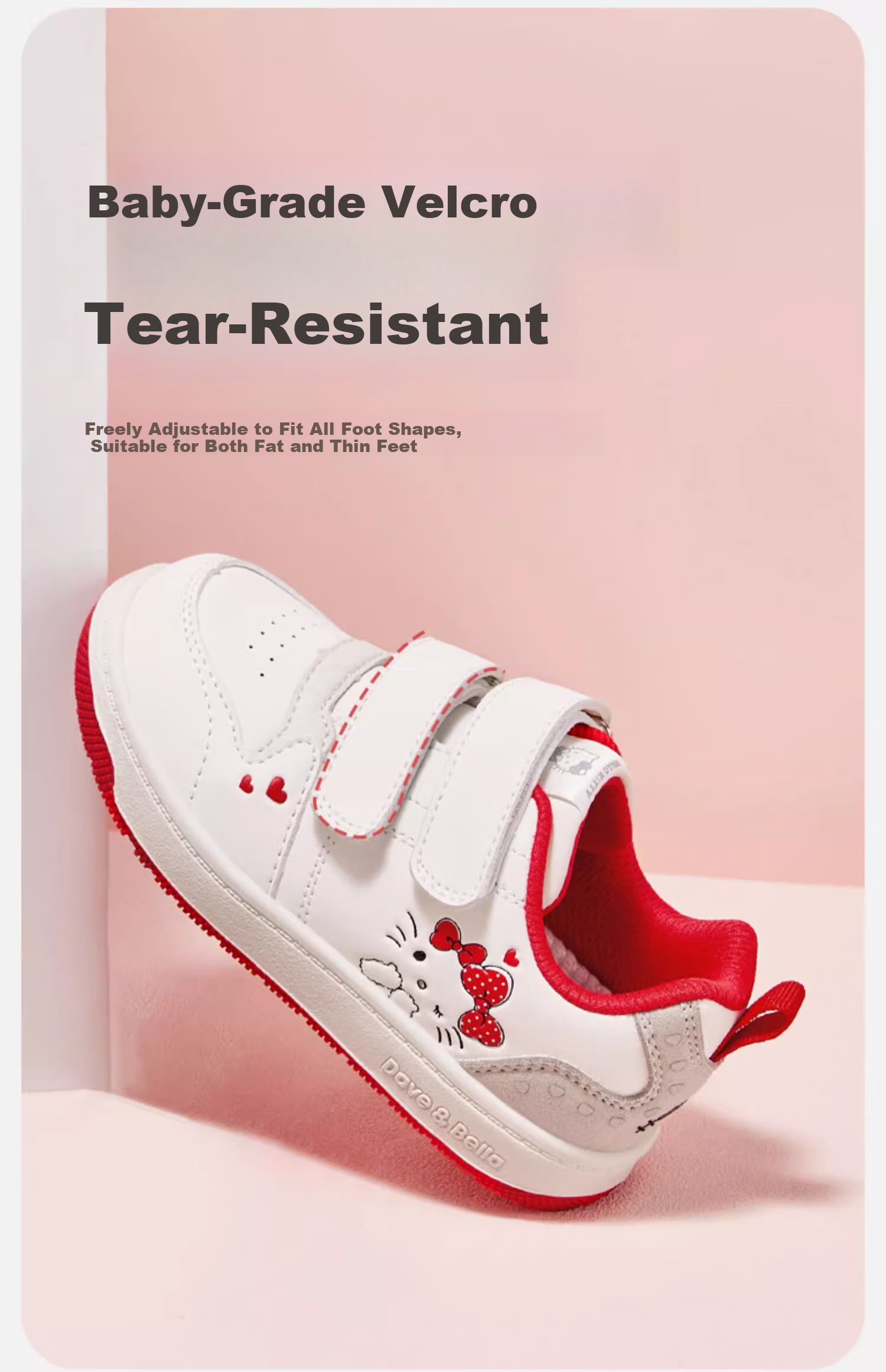 DAVE & BELLA x Hello Kitty Girls' Sneakers Spring Autumn Kids Baby Shoes 7