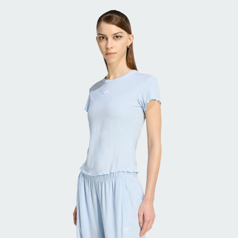 Adidas Originals Women's ESS BABY SS T-Shirt KE1108 Crystal Blue XS 2
