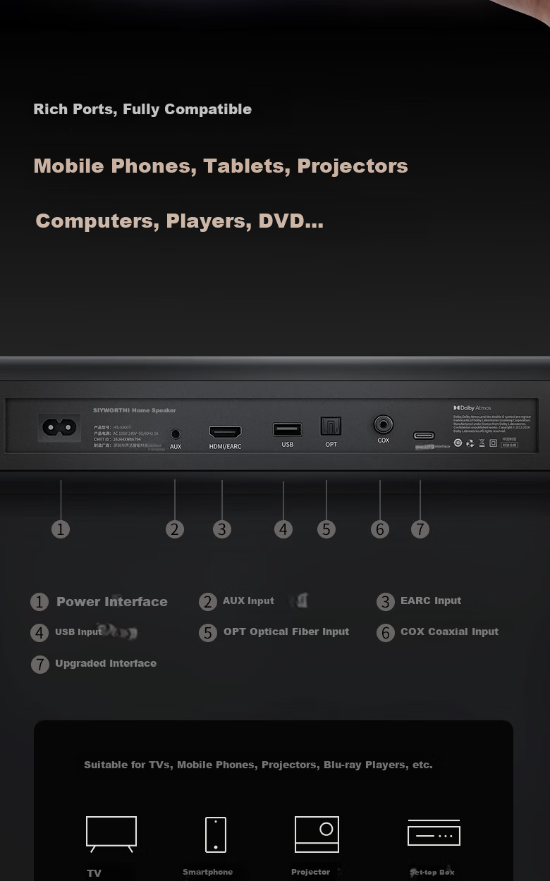 Skyworth Thunder Cannon HS-X800T Soundbar Speaker 3.1 Channel Dolby Atmos JD.com Co-branded Home KTV Bass Subwoofer Bluetooth TV Audio System 11