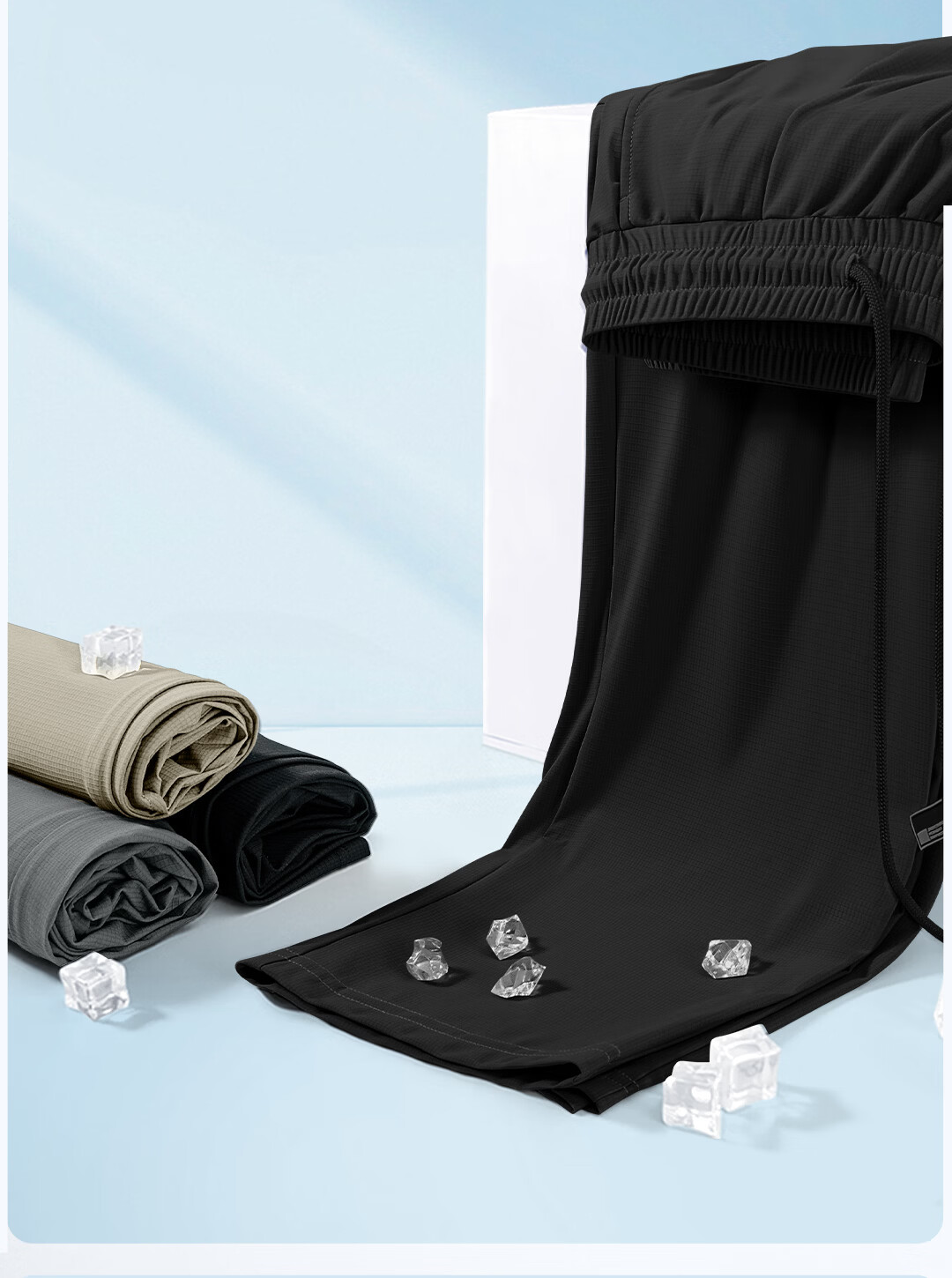 Mark Fairwhale Men's Quick-Dry Sports Pants Summer Thin Loose Draped Straight-Leg Ice Silk Black Casual Trousers for Men 10
