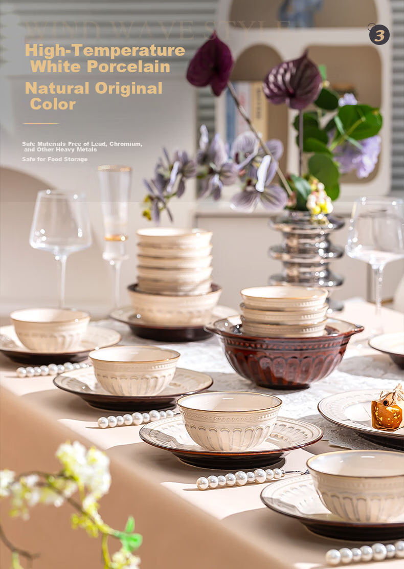 Chudi Ceramic Dinnerware Set for 4 People, 18 Pieces White Yu Home Tableware Gift Box 5