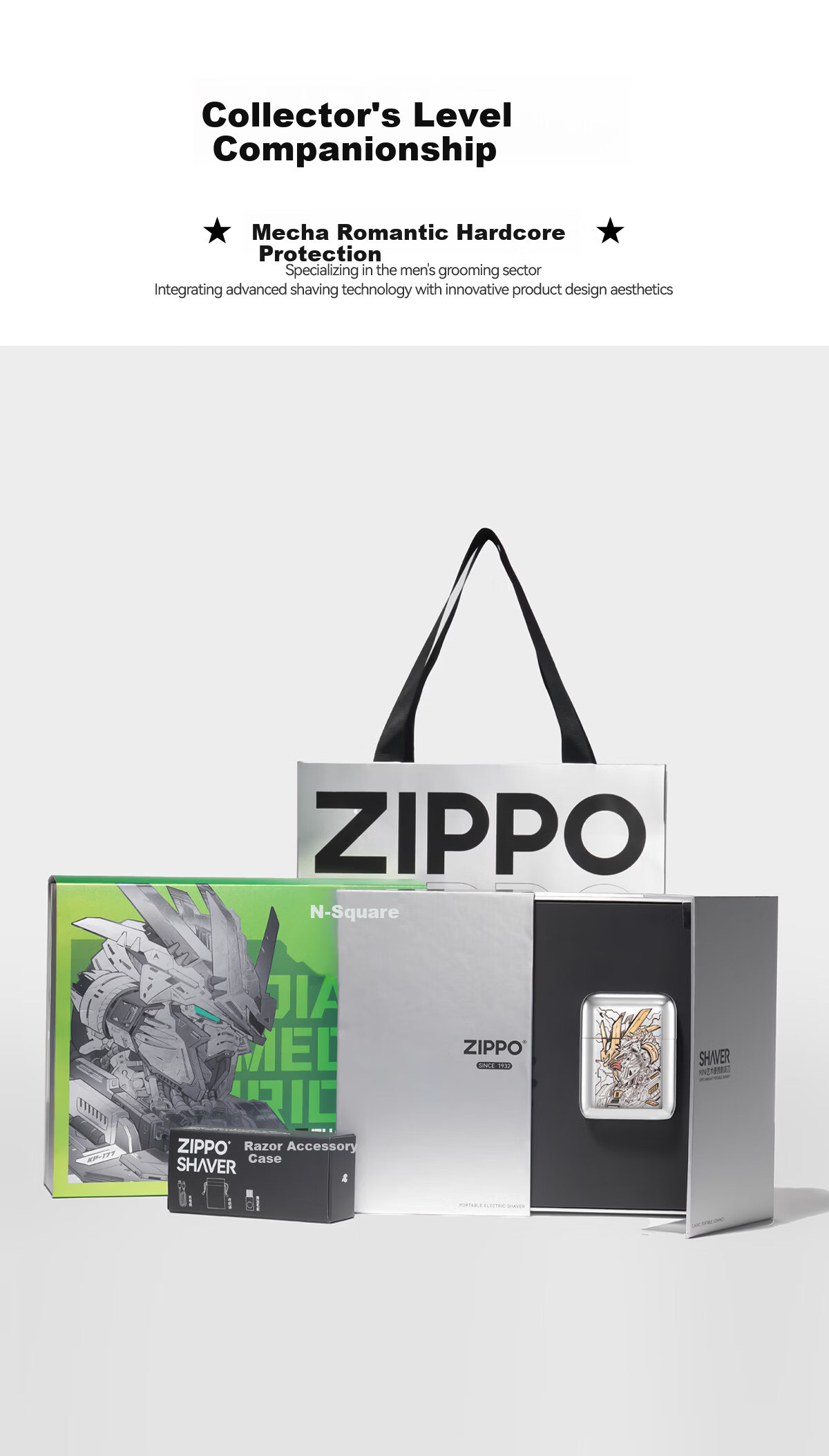 ZIPPO Shaver White Ice Mecha Origin Heart Gift Box Mini Portable Travel Car Electric Washable Men's Razor Gift for Boyfriend Husband Brother Birthday Anniversary 15