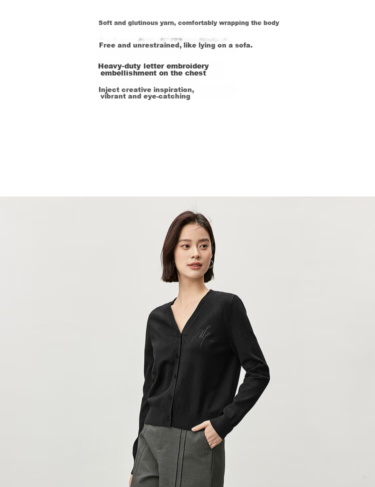 Sentubila Spring Summer Casual V-Neck Cardigan Knitwear Women Simple High-End Top Cardigan Innerwear Light Gray M 2