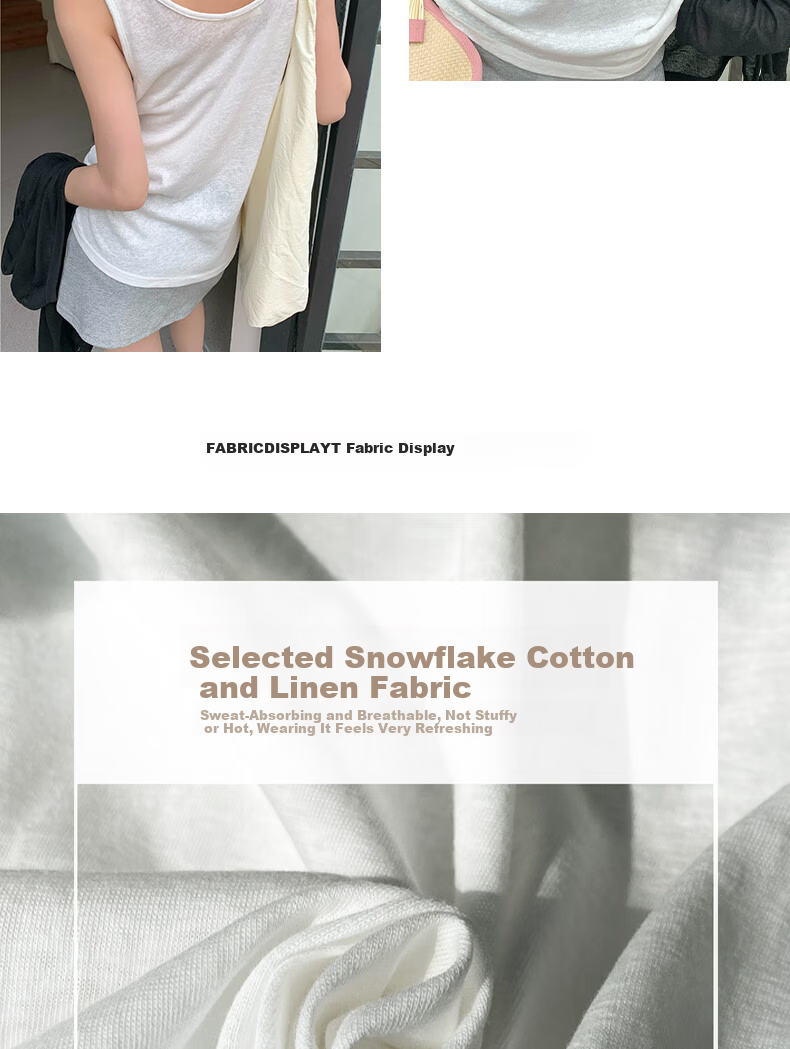 Free Style Snowflake Vest Women Sleeveless Cotton Tank Top Summer New Solid Color Basic Sleepwear Outerwear 3