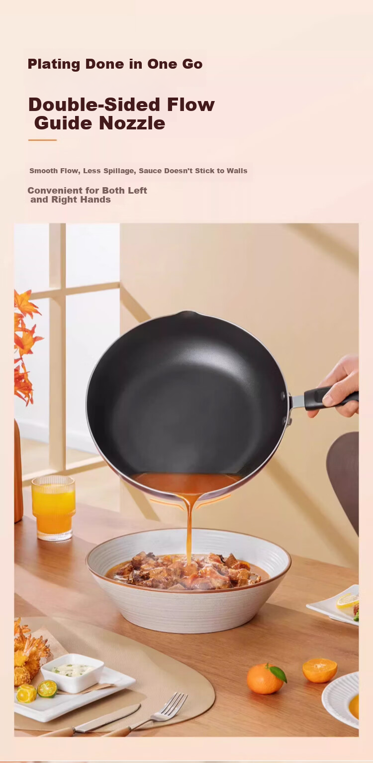 Joyoung Non-Stick Wok Household Stir-Fry Pan Large Flat Bottom Frying Pan Stove Compatible 28cm with Lid 8