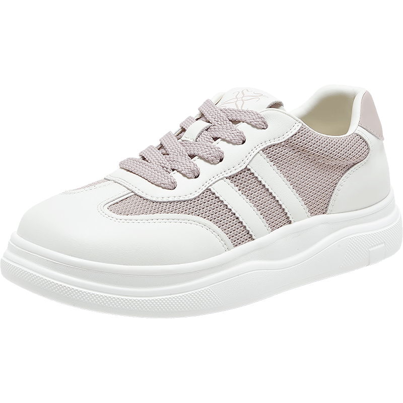 BASTO 26 Summer Mesh Breathable Comfortable Lightweight Sneakers Women's Casual Shoes D5056BM6 Beige/Purple Size 35