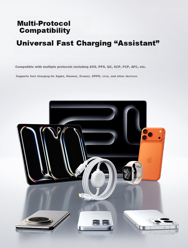 Baseus Apple Watch Charger PD 60W 2-in-1 Data Cable Watch Charging Cable Compatible with iPhone 17/16/15 and Watch S11/10/9/8/SE/Ultra 3 9