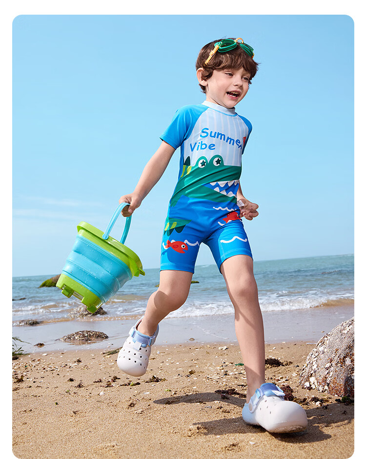 Balabala Kids Swimwear Boys Girls Baby 2026 Summer New Two-Piece Sunscreen Chlorine-Resistant Cartoon Swimsuit Set 40