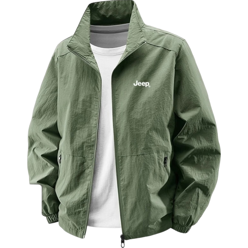 JEEP Men's Spring Autumn Jacket Casual Loose Fit Stand Collar Coat Black 3XL