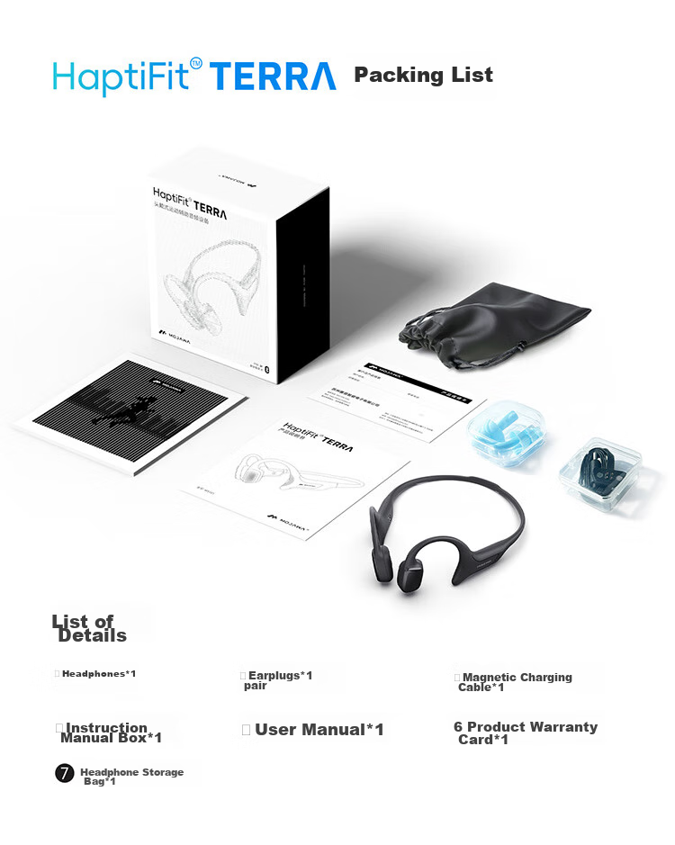 MOJAWA Terra Bone Conduction Bluetooth Headphones, Non-In Swimming Waterproof, Heart Rate Monitoring, Warning AI, Private Coaching, Marathon Running Cycling, Long Battery Life Sports Headphones, Starry Blue 24