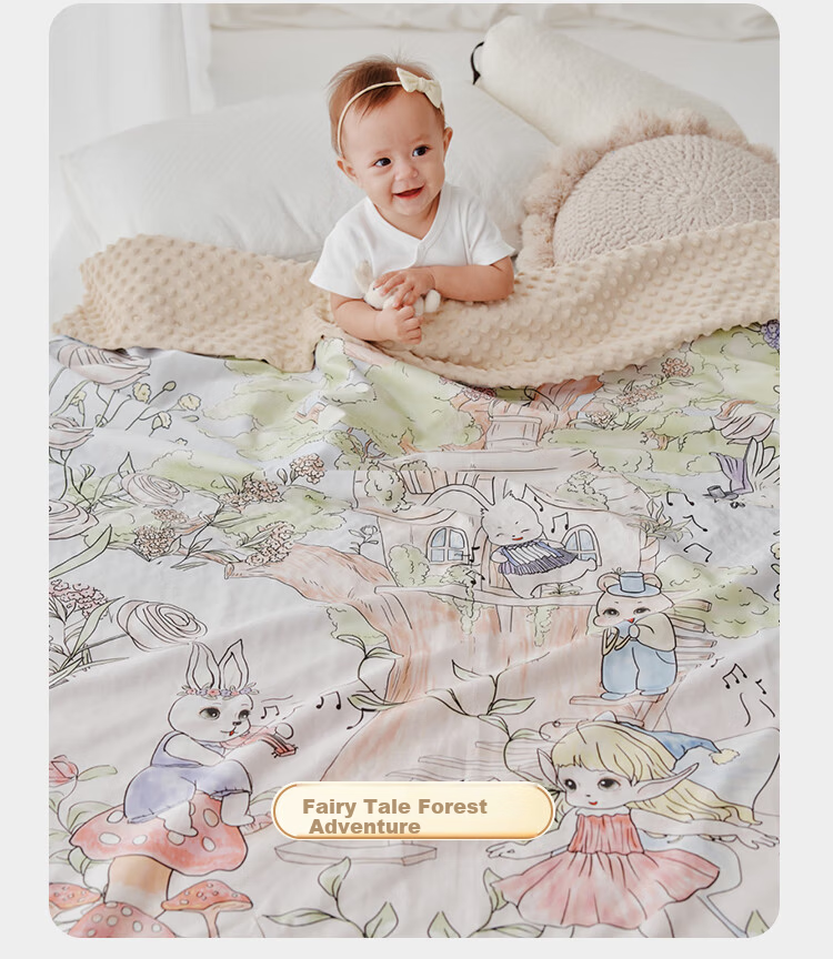 YEEHOO A-Class Baby and Child Cotton Comfort Bean Velvet Blanket Double-Sided Detachable Quilt Cover Play Town 100*120cm 15