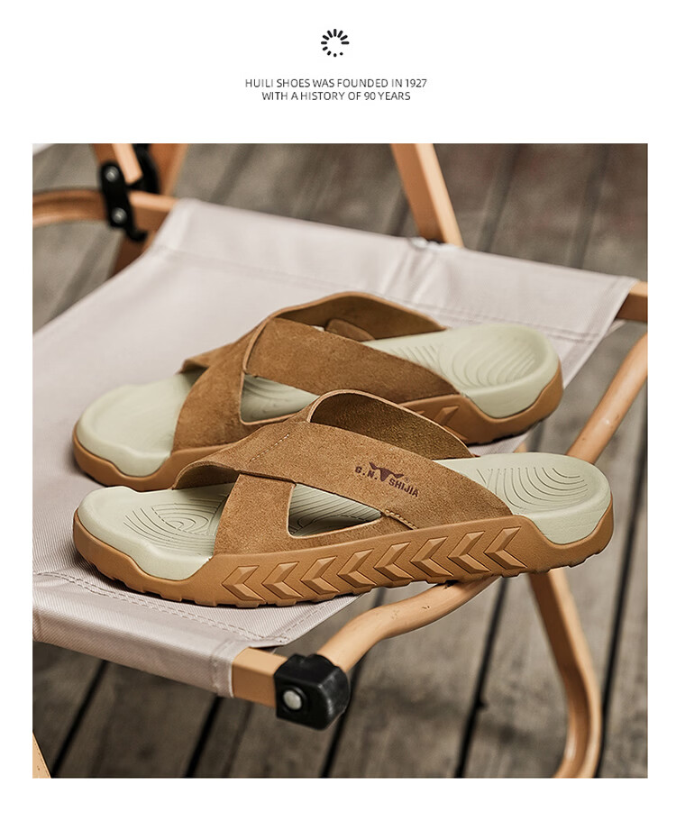 Bull Family Men's Summer New Outdoor Slippers Casual Breathable Beach Sandals Retro Versatile Roman Slippers 15