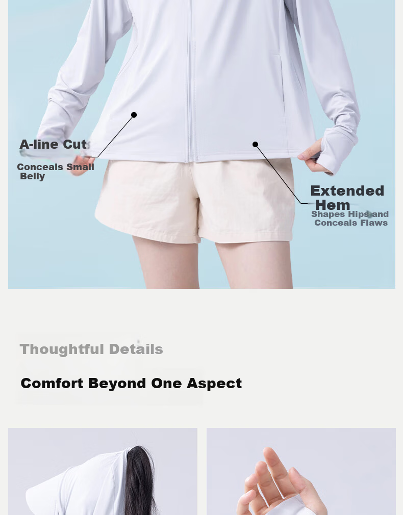 Langsha Women's Ice Silk Cooling UV Protection Sun Jacket Lightweight Breathable Comfortable Outdoor Sports Skin Jacket 13