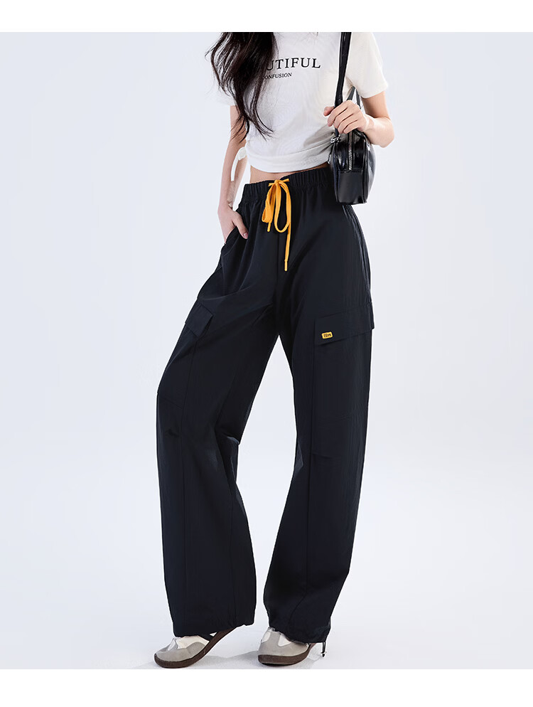 Women's Free Style Cargo Pants Summer Thin 2026 New High Waist Slimming Curved Knife Casual Hiking Loose Wide Leg Paratrooper Pants 28