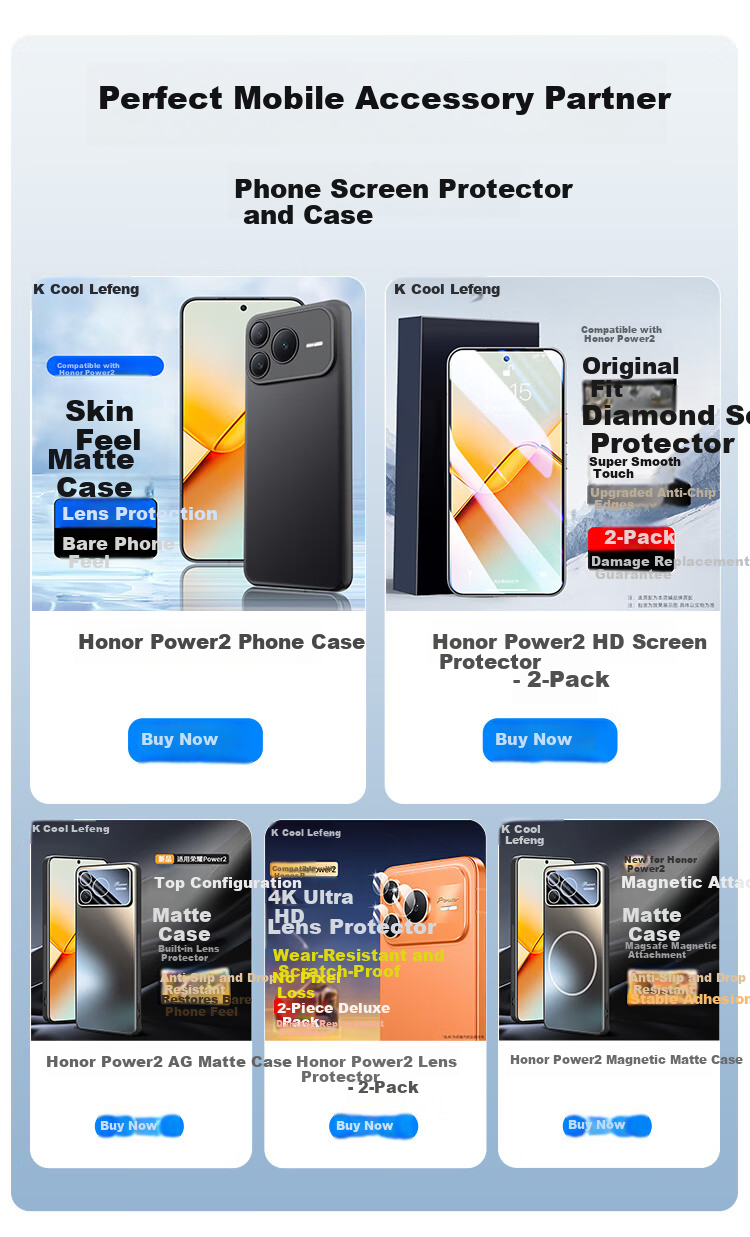 Coollefone [Two-Pack Value Set] Tempered Glass Screen Protector for Honor Power2, Full Coverage Ultra-Thin HD Explosion-Proof Anti-Fingerprint Film 1