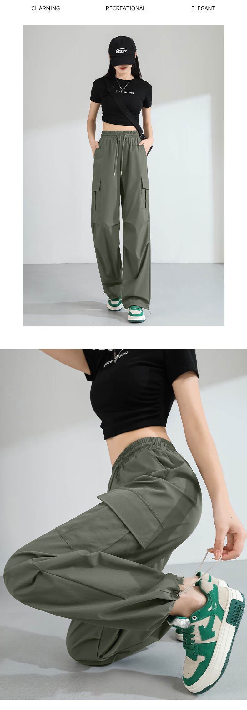MJ STYLE Women's Workwear Straight-Leg Pants 2026 Spring Summer New Softshell Outdoor Sports Wide-Leg Casual Trousers 7
