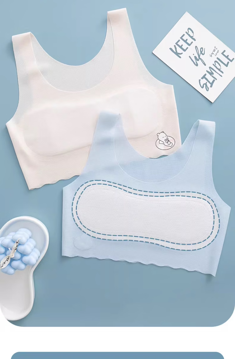 GUJIN Stage One Development Vest Summer Ice Silk Seamless Girls' Underwear Anti-Peek 6-16 Years Old Schoolgirl Children's Innerwear 12
