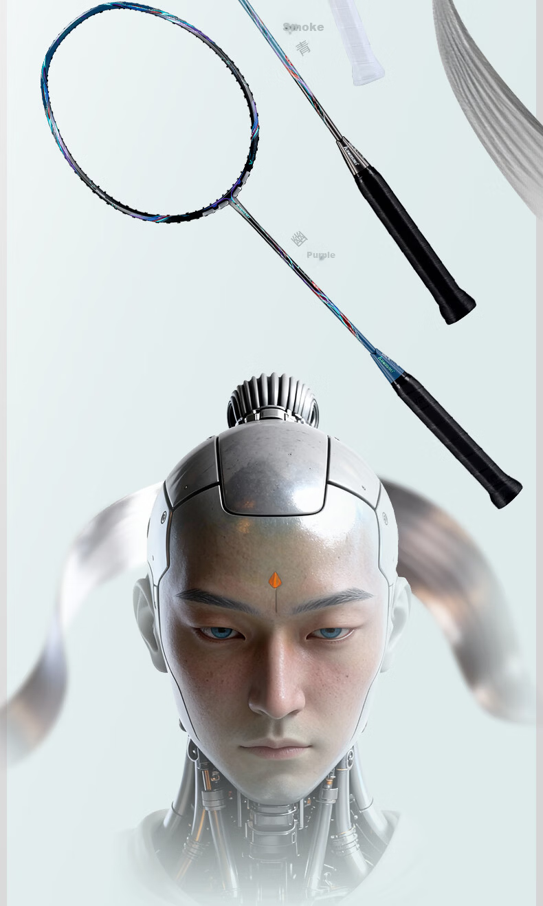 KAWASAKI Full Carbon Badminton Racket Single Offensive Tournament Model Feather Racket Feitian Zhaoxuan Purple (Pre-strung) 12