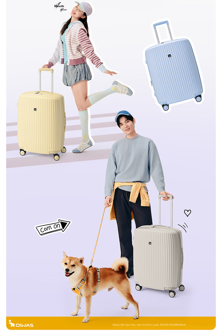 OIWAS Boom Boom 24-inch Luggage Women's Checked Dopamine Expandable Large Capacity Trolley Travel Suitcase with Password Lock Purple 6