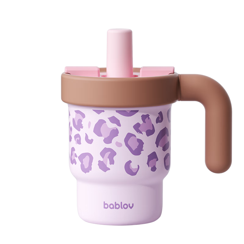 BABLOV Huaban Sen Leopard Print Straw Children's Insulated Cup High-Value Girls Coffee Water Cup Birthday Gift