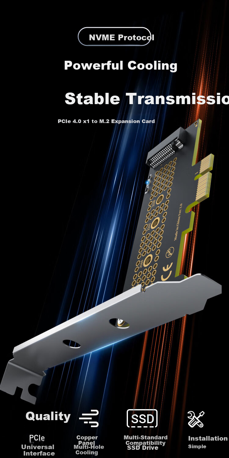 ZHENWEI NVMe Adapter Card PCIe X4 3.0 to M.2 Converter Full-Speed M.2 Gen3 Expansion Card Supports X4/X8/X16 SSD Solid State Drive Adapter Card 1