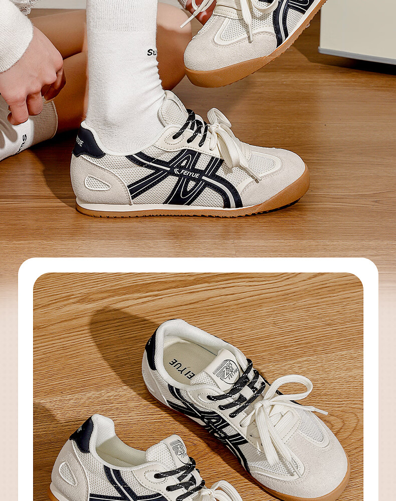 Feiyue Official Women's Sneakers 2026 Summer New Versatile Soft Sole Casual Shoes Women Beige Black Size 38 4