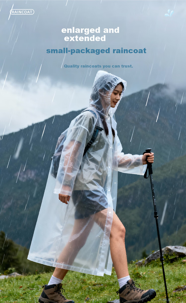 Jieban Travel Disposable Raincoat Thickened Portable Card Raincoat Long Anti-Storm Adult Outdoor Rain Poncho 5-Pack 4