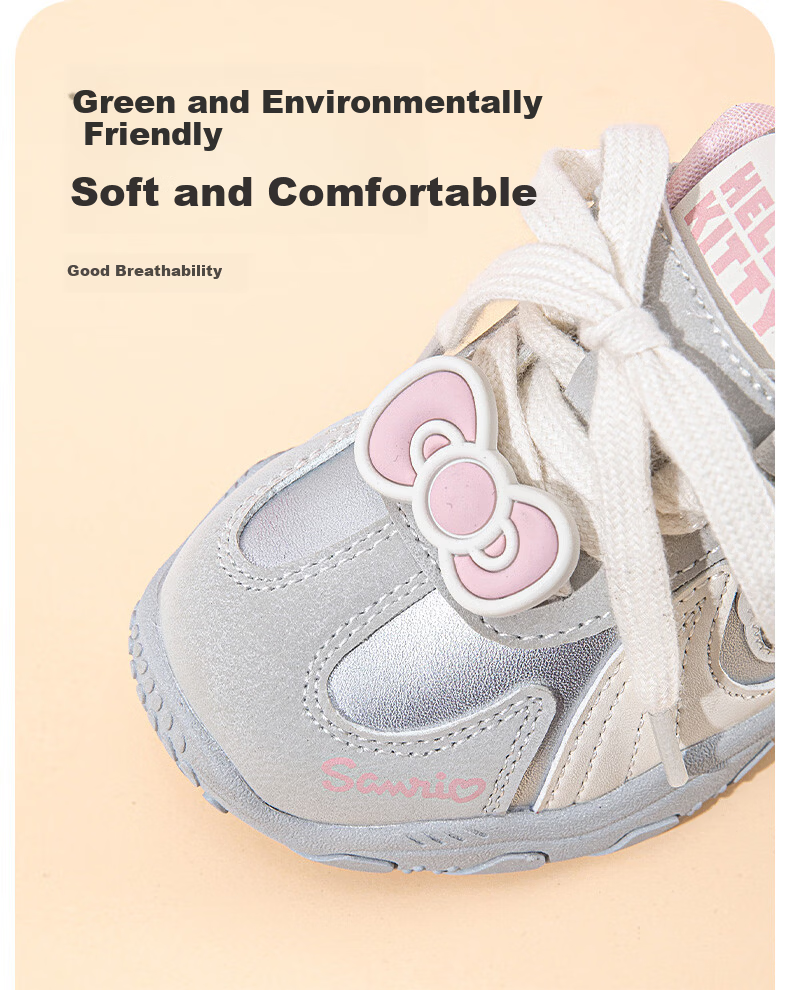 Hello Kitty Girls' Running Shoes Children's Sports Shoes Soft Sole Breathable Casual Shoes Pink [Single Mesh Style] Size 31 3