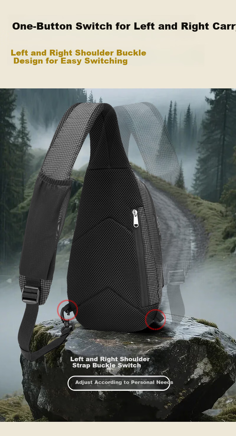 ALPINT MOUNTAIN Outdoor Trendy Crossbody Bag Chest Bag Shoulder Bag Small Backpack Large Capacity Casual Travel Cycling 6