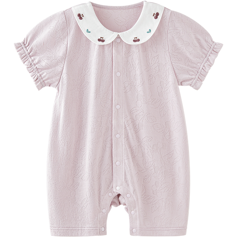 Wismorni Ice Silk Cotton Bamboo Fiber Baby Romper, Thin Breathable Infant Clothing, Short-Sleeve Summer Outfit